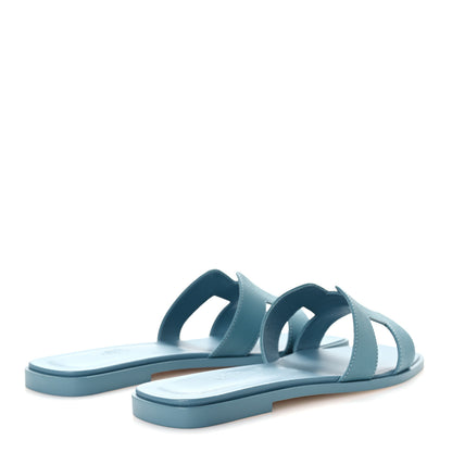 Hermes Epsom Oran Sandals 38 New Blue Jean 5 of 11