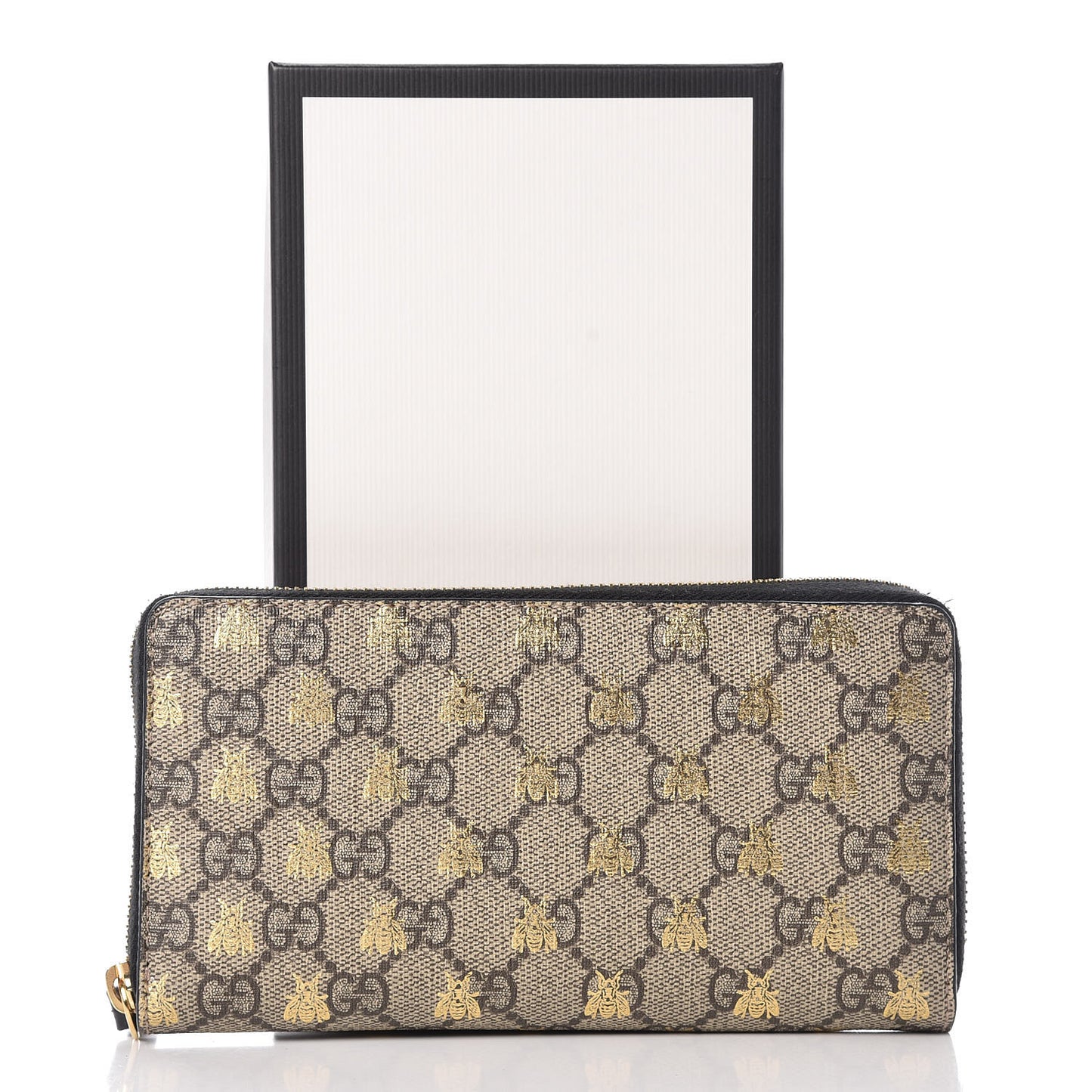 GG Supreme Monogram Bees Zip Around Wallet