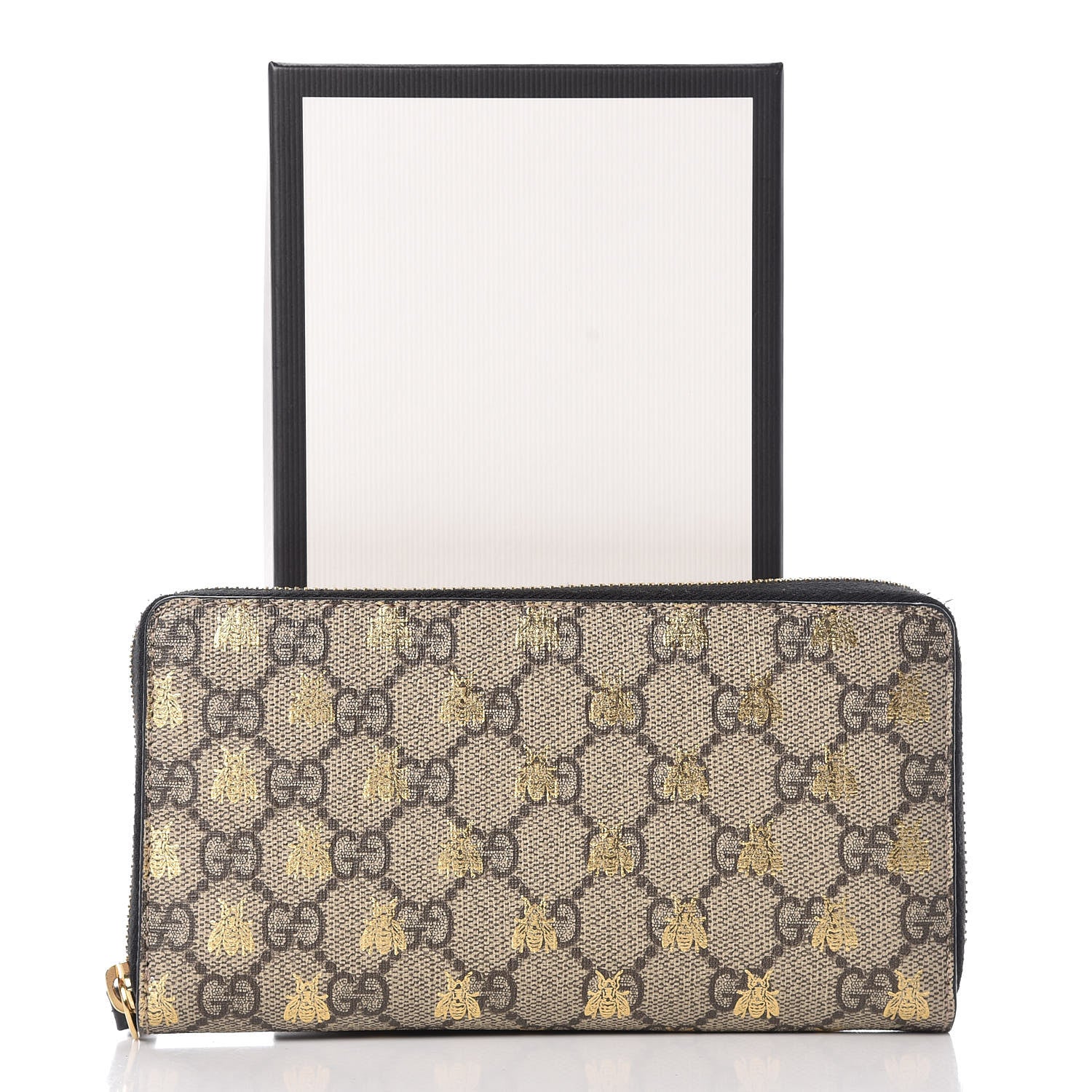 Gucci GG Supreme Monogram Bees Zip Around Wallet 10 of 10