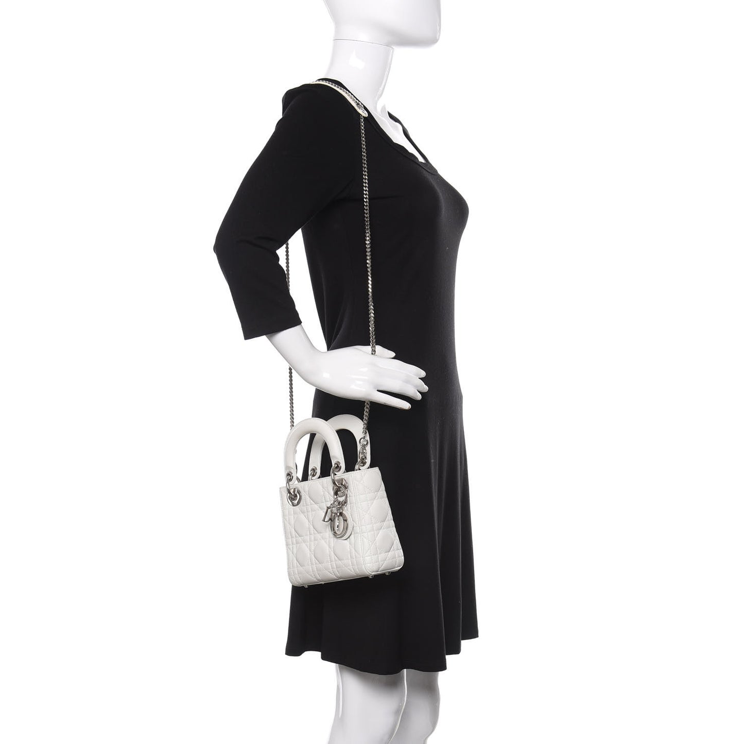 Lambskin Cannage Mini Lady Dior White