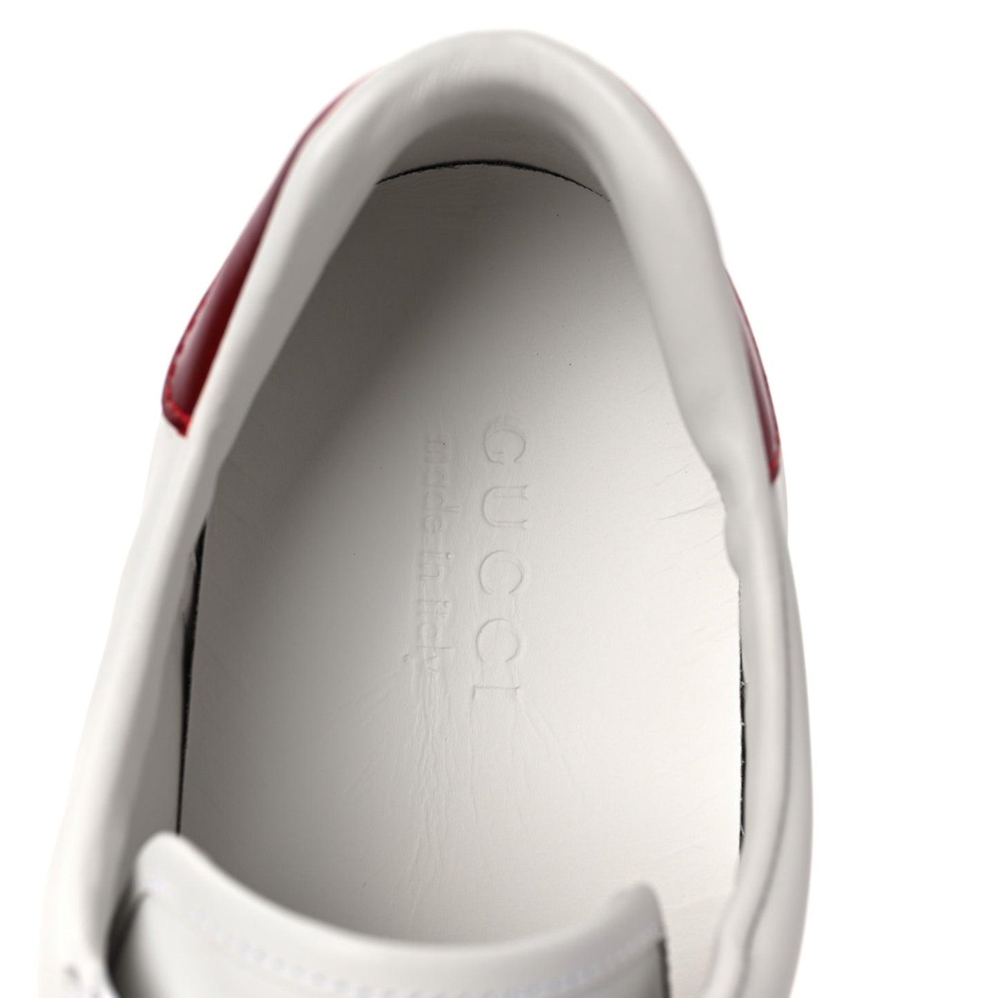 Calfskin Stripe Mens New Ace Sneakers 8.5 White Ecru Red Flame