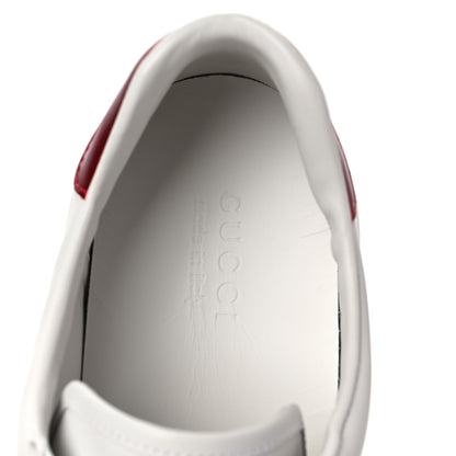 Gucci Calfskin Stripe Mens New Ace Sneakers 8.5 White Ecru Red Flame 8 of 9