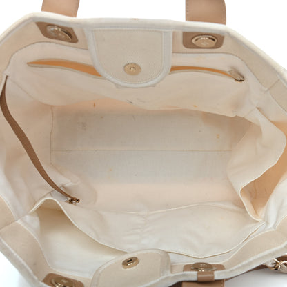 Chanel Canvas Pearl Medium Deauville Tote Ecru Beige 5 of 12