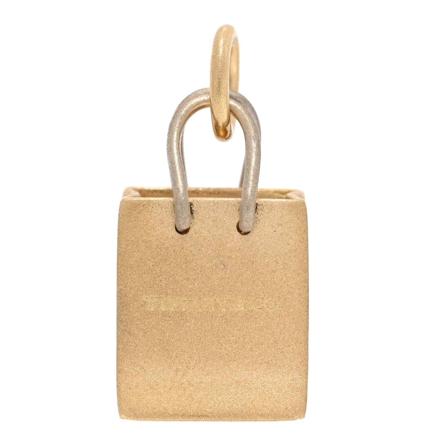 Tiffany 18K Yellow White Gold Shopping Bag Charm 1 of 3