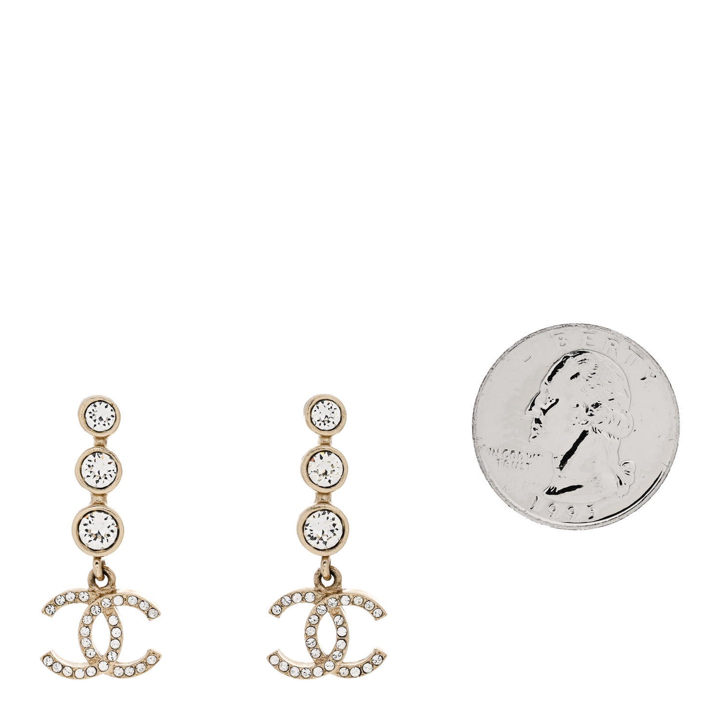 Crystal CC Drop Earrings Gold