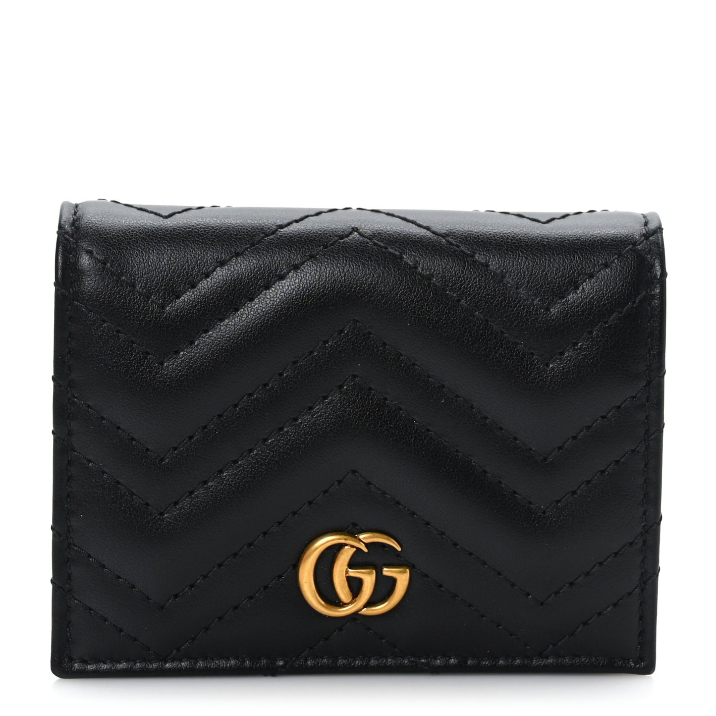 Calfskin Matelasse GG Marmont Card Case Wallet Black