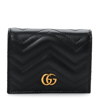 Gucci Calfskin Matelasse GG Marmont Card Case Wallet Black 1 of 6