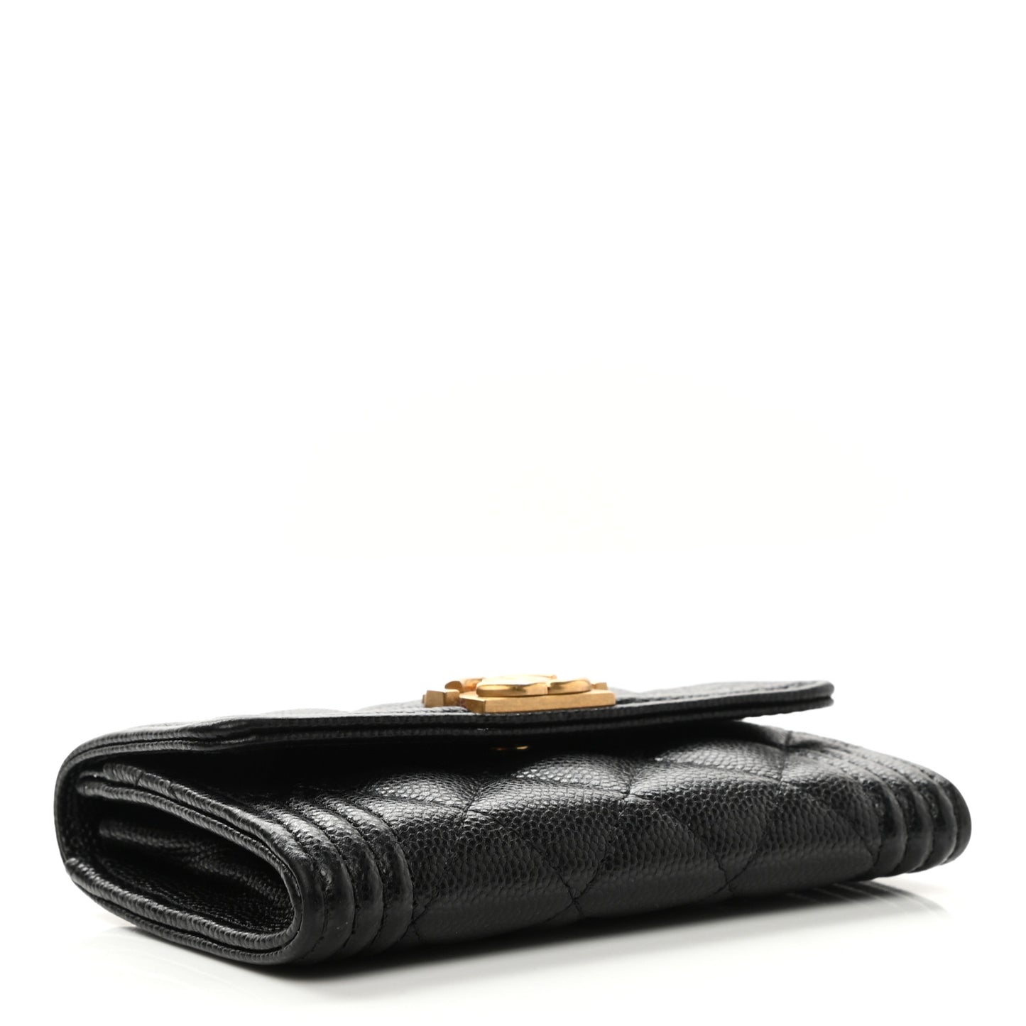 Caviar Quilted Boy Flap Card Holder Black