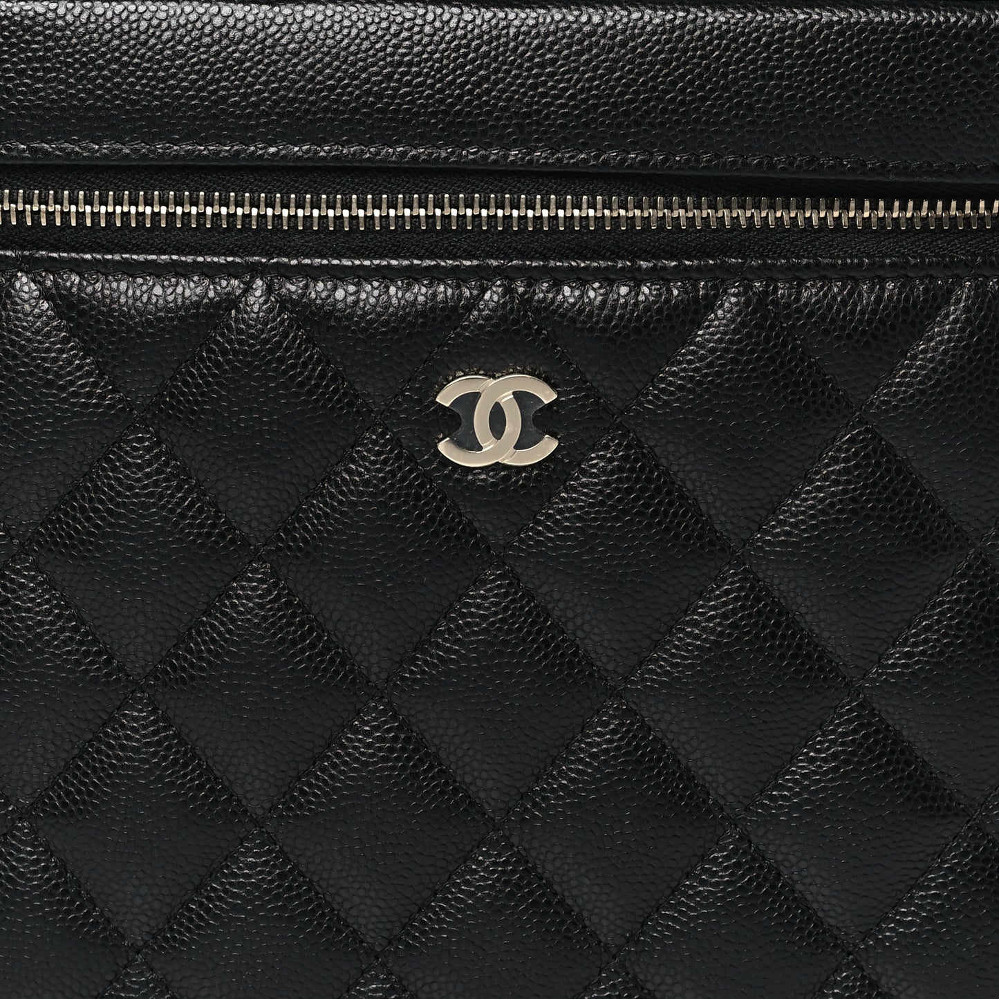 Caviar Quilted Large Vanity Pouch Black