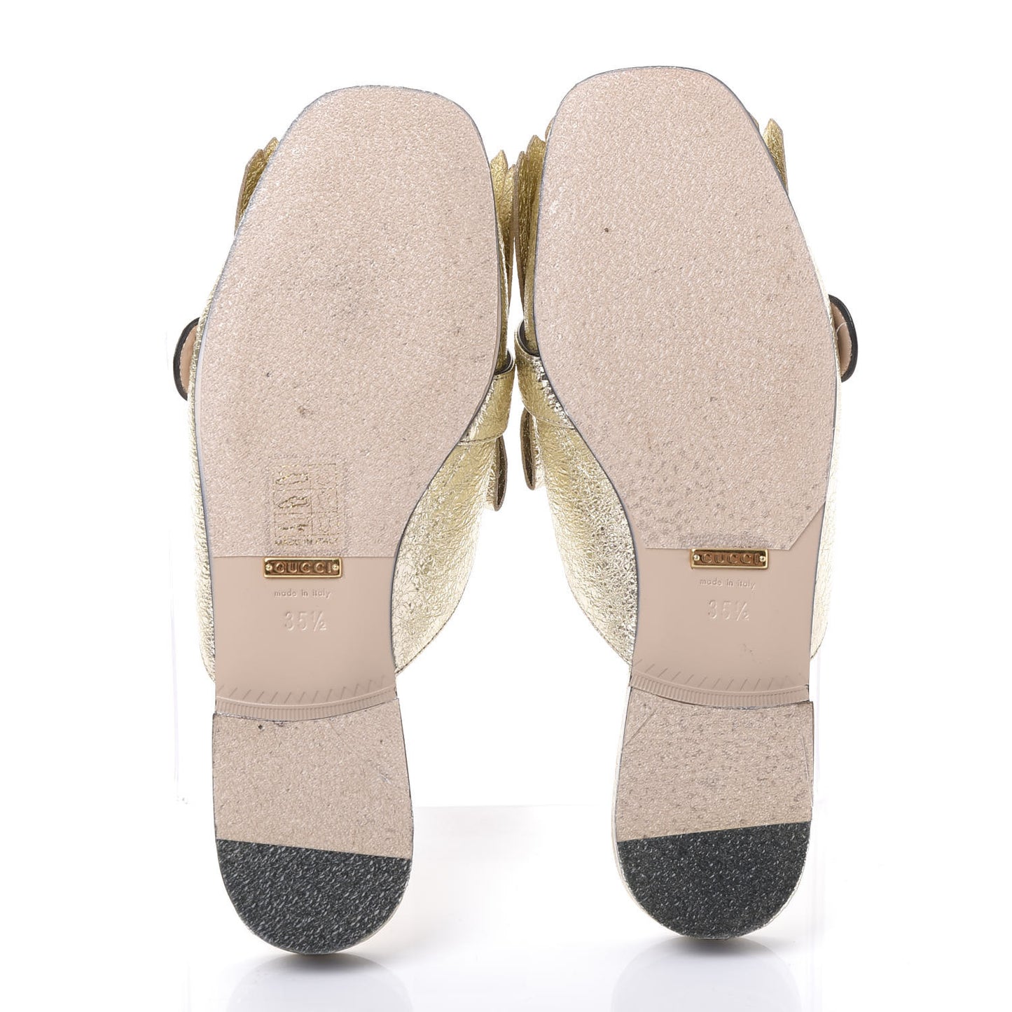 Galassia Womens GG Marmont Fringe Slippers 35.5 Platino