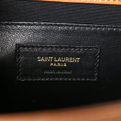 Saint Laurent Grain De Poudre Textured Mixed Matelasse Triquilt Medium Monogram Satchel Dark Natural 6 of 12