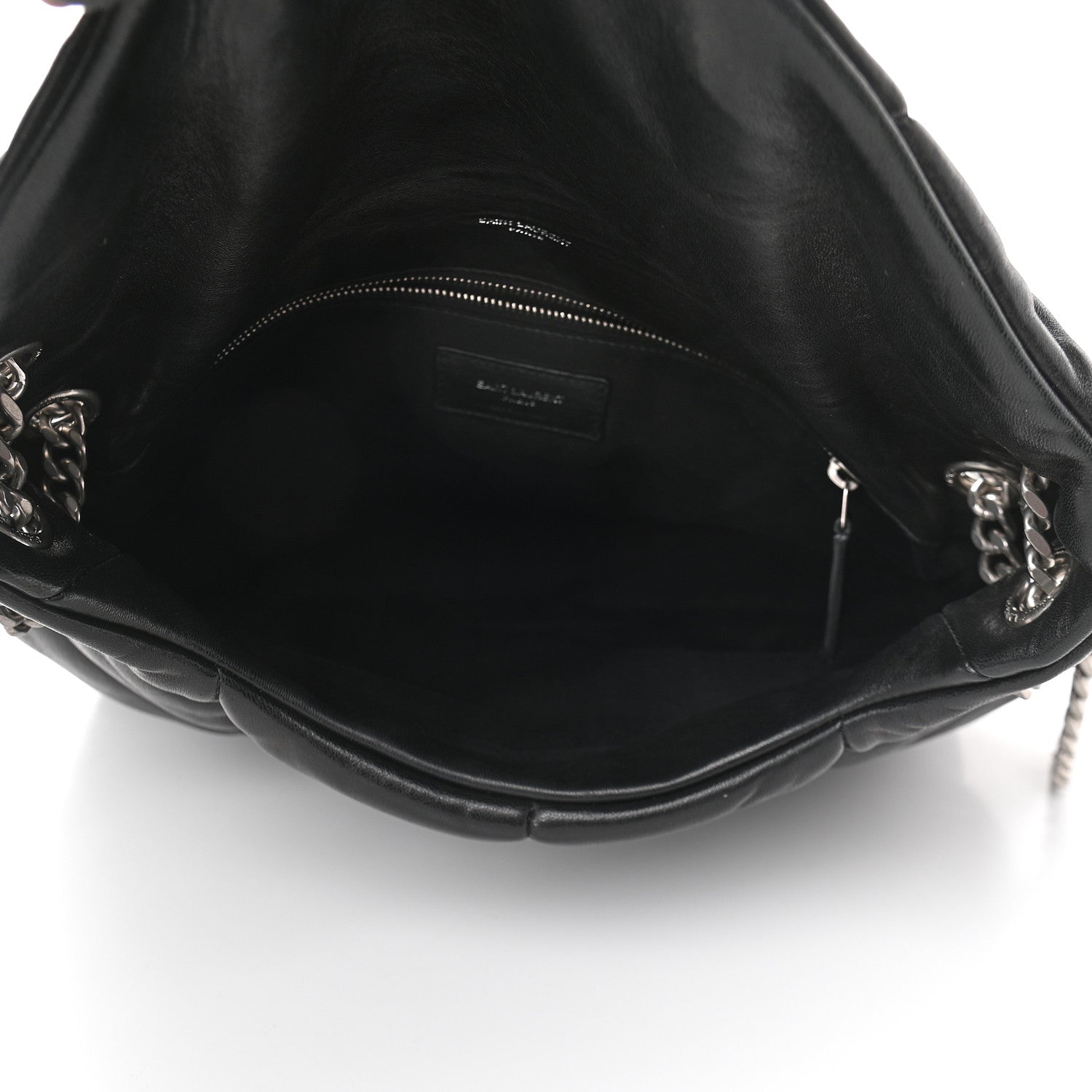 Saint Laurent Lambskin Quilted Medium Loulou Puffer Monogram Chain Satchel Black 5 of 9