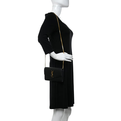 Saint Laurent Grain De Poudre Uptown Chain Wallet Black 2 of 10