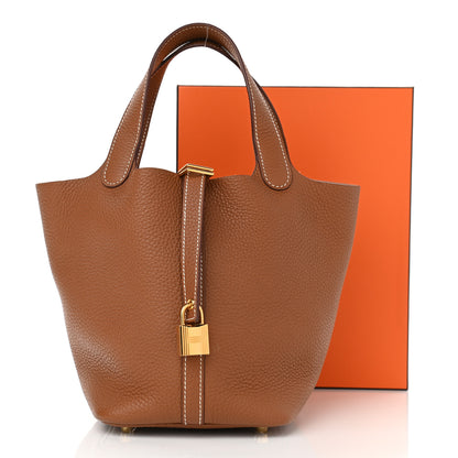 Hermes Taurillon Clemence Picotin Lock 18 PM Gold 12 of 12