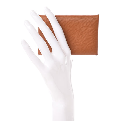 Hermes Epsom Calvi Card Case Gold 2 of 8