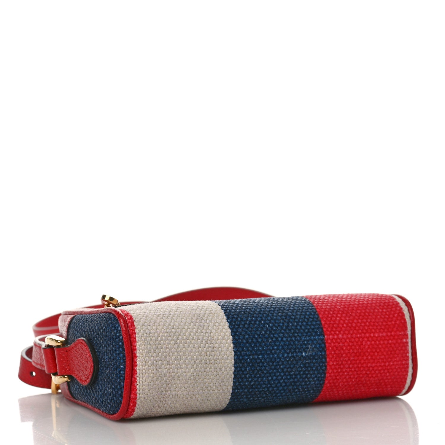 Gucci Canvas Sylvie Stripe Mini Ophidia Camera Bag Mystic White Hibiscus Red Maritime 4 of 9