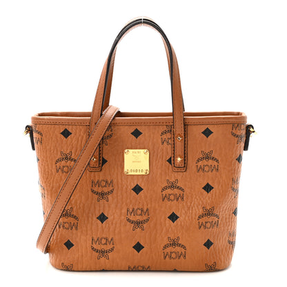 MCM Visetos Mini Anya Top Zip Shopper Tote Cognac 1 of 9