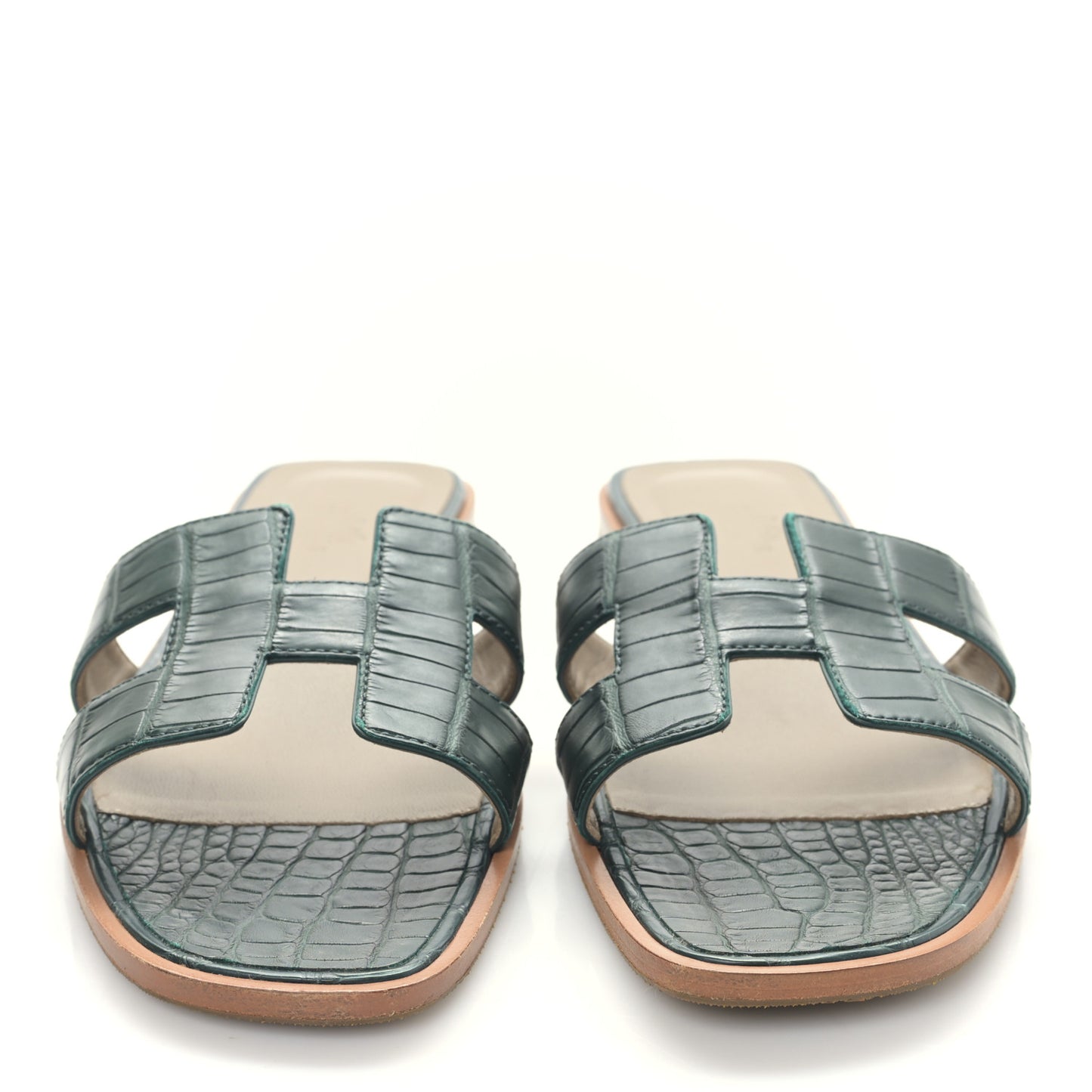 Matte Alligator Oran Sandals 39.5 Emeraude
