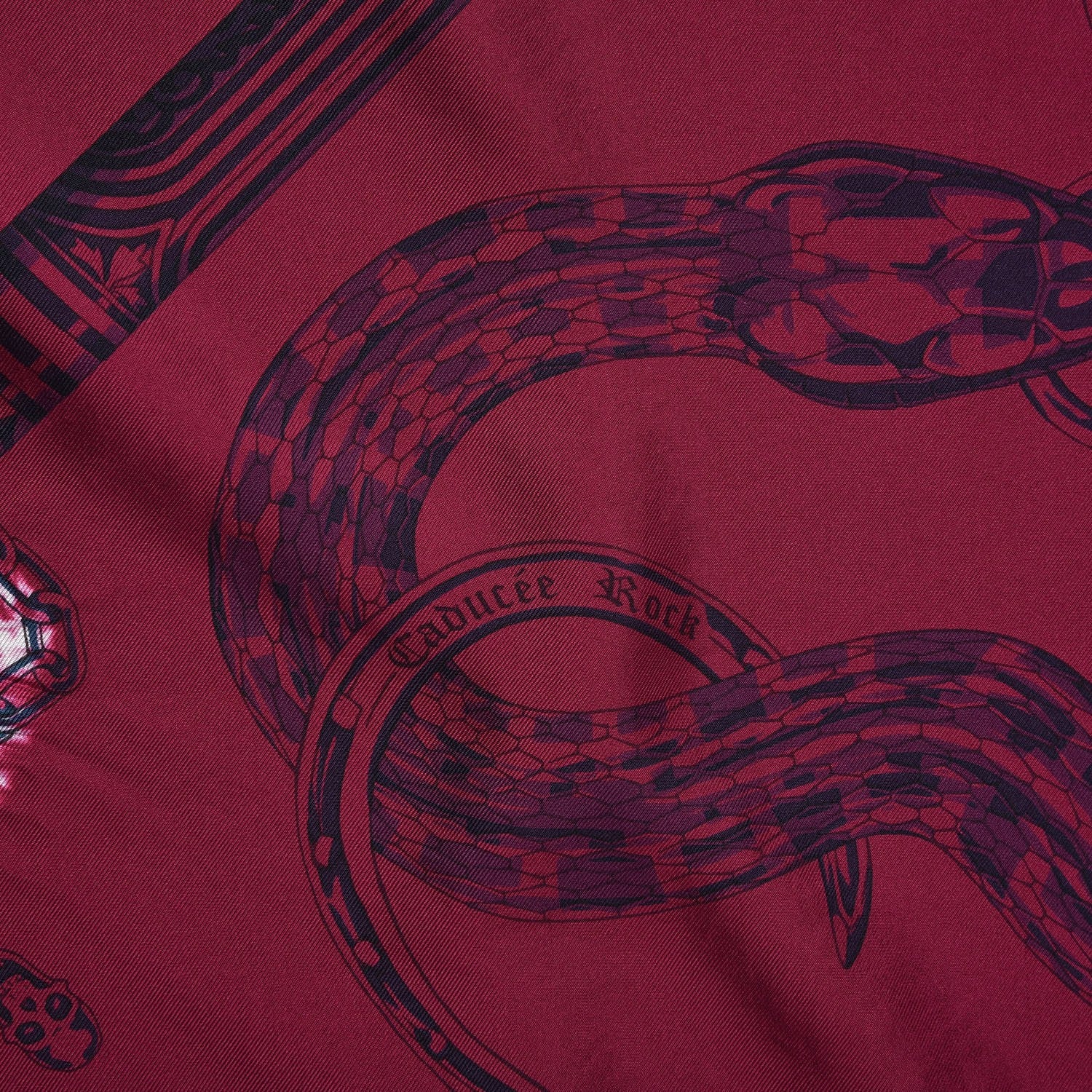 Hermes Silk Caducee Rock Tie and Dye Scarf 100 Magenta Cobalt 5 of 8
