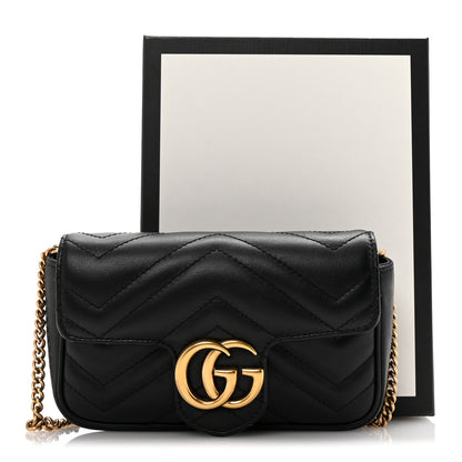 Gucci Calfskin Matelasse Super Mini GG Marmont Shoulder Bag Black 11 of 11