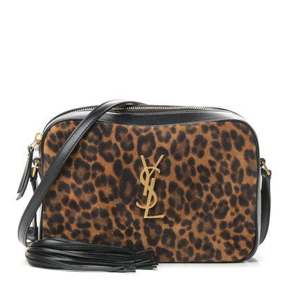 Saint Laurent Calfskin Leopard Print Monogram Lou Camera Bag Black 1 of 10