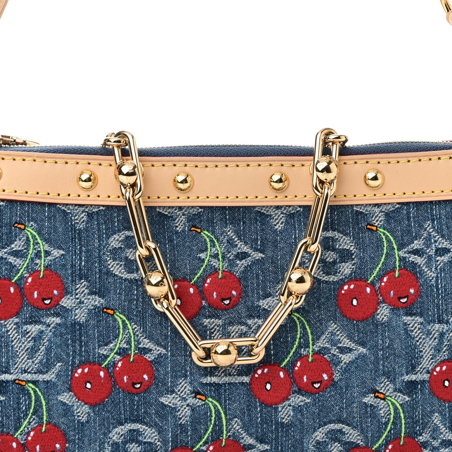 Louis Vuitton LV X TM Monogram Denim Cerises Pochette Accessories Blue 8 of 11
