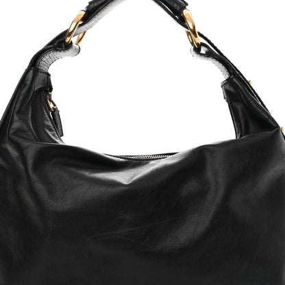 Gucci Calfskin Medium Horsebit Chain Hobo Black 8 of 18