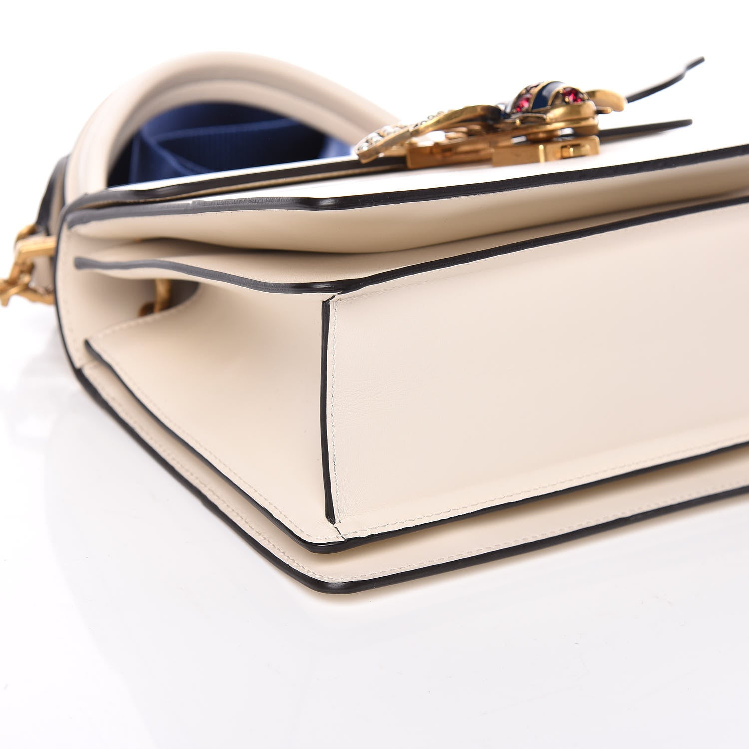 Gucci Calfskin Sylvie Web Small Queen Margaret Top Handle Bag White 8 of 9