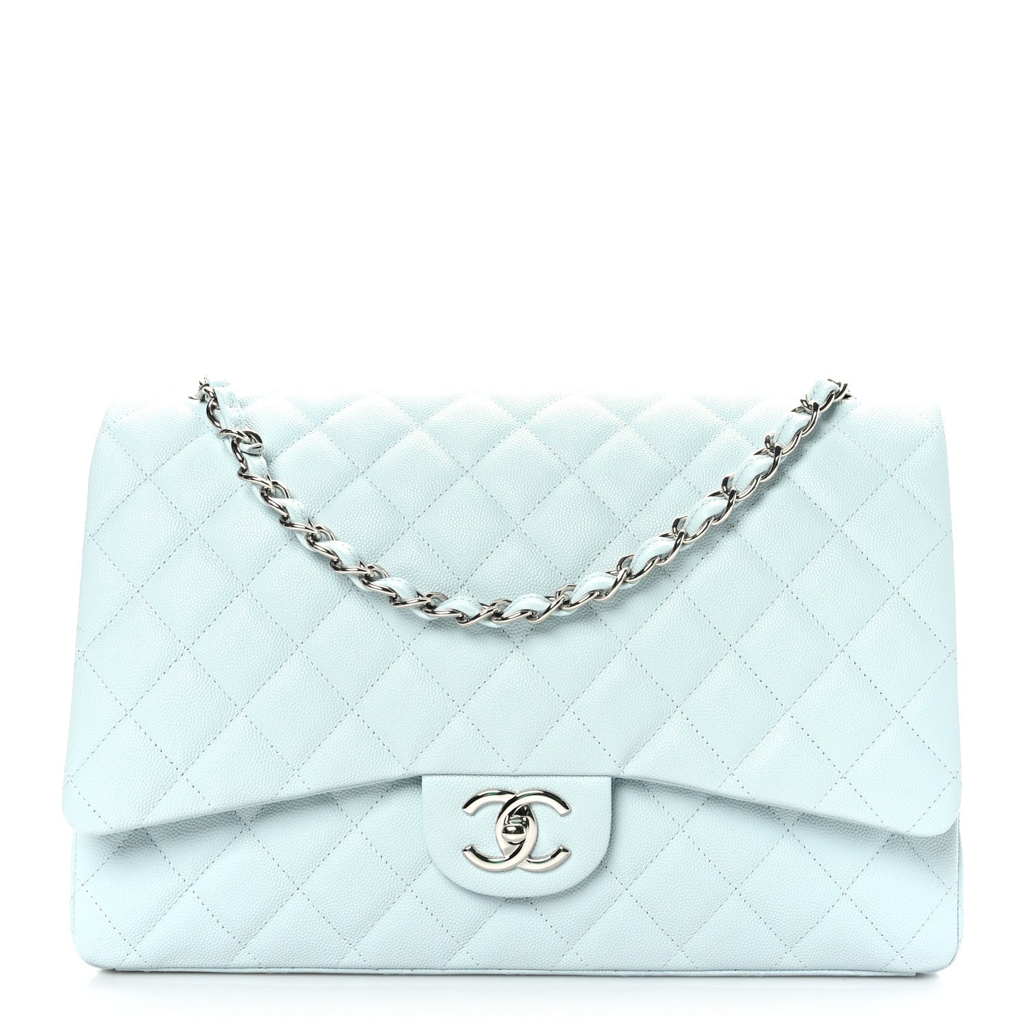 Chanel Caviar Quilted Maxi Double Flap Light Blue 1 of 9