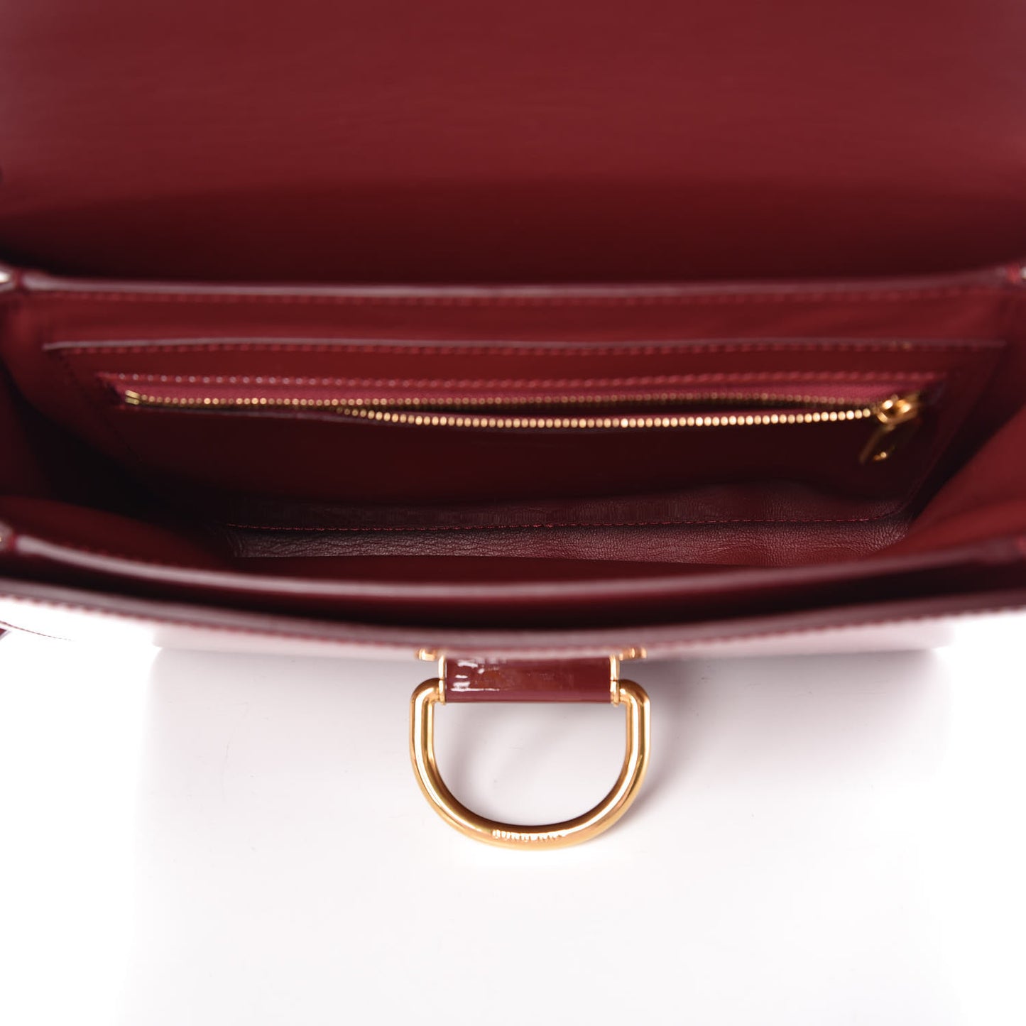 Patent Medium D-Ring Bag Crimson