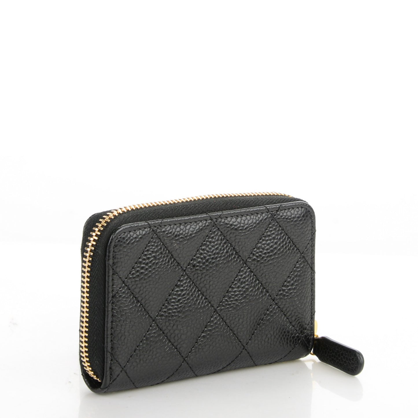 Caviar Quilted Zip Coin Purse Black