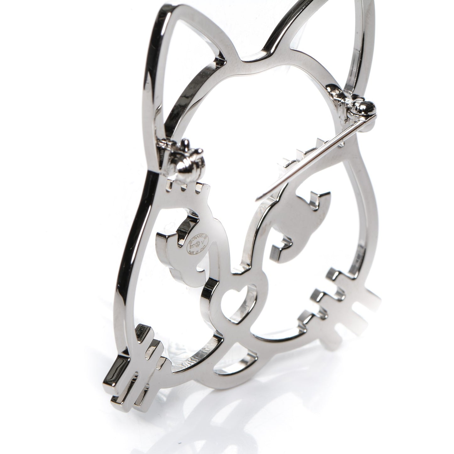 Strass Crystal Emoji Choupette Cat Brooch Silver