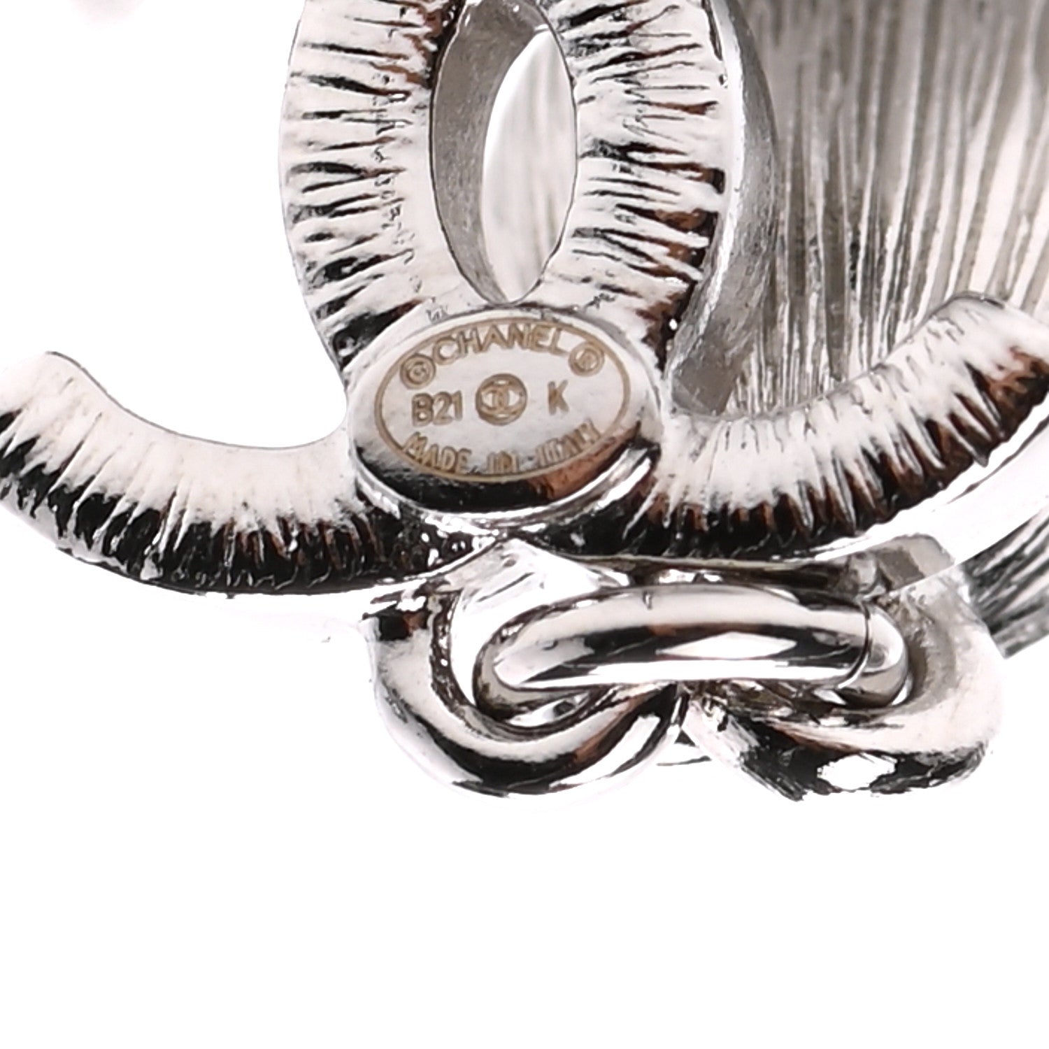 Chanel Crystal CC Teardrop Earrings Silver 4 of 4