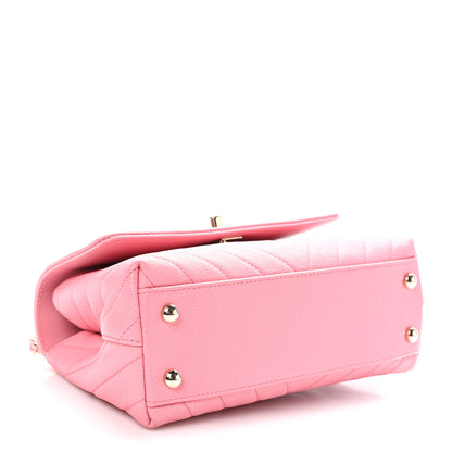 Chanel Caviar Chevron Quilted Mini Coco Handle Flap Pink 4 of 11