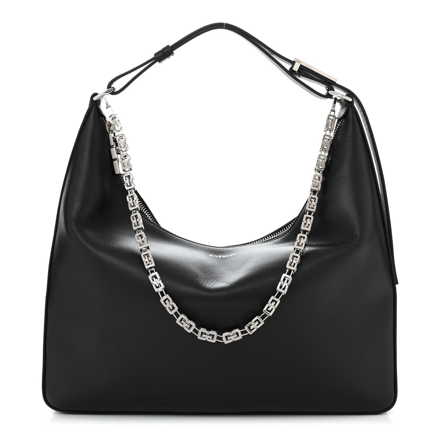 Smooth Calfskin Medium Moon Cut Out Shoulder Bag Black