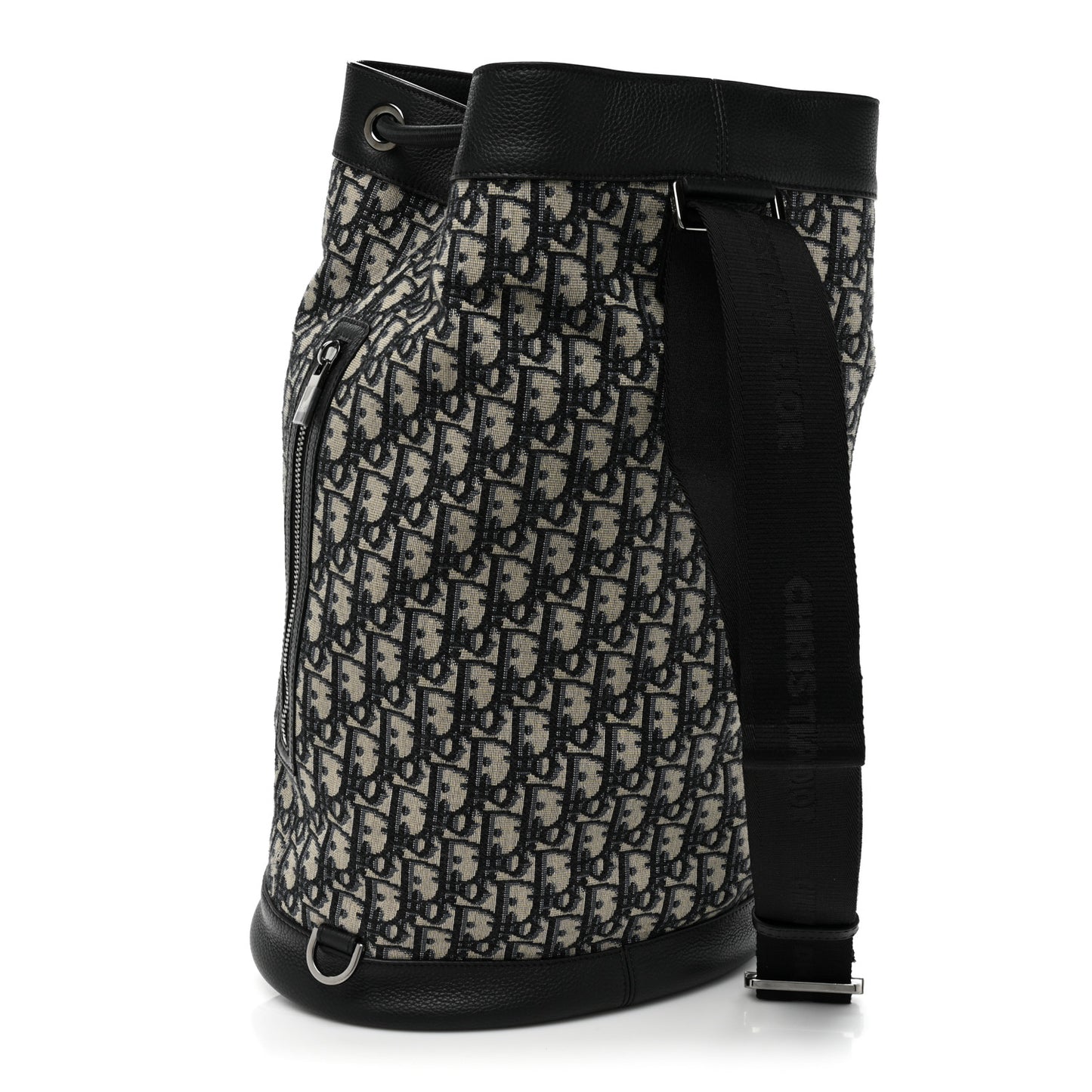 Oblique Convertible Drawstring Sling Bucket Backpack Black Multicolor Black Multicolor