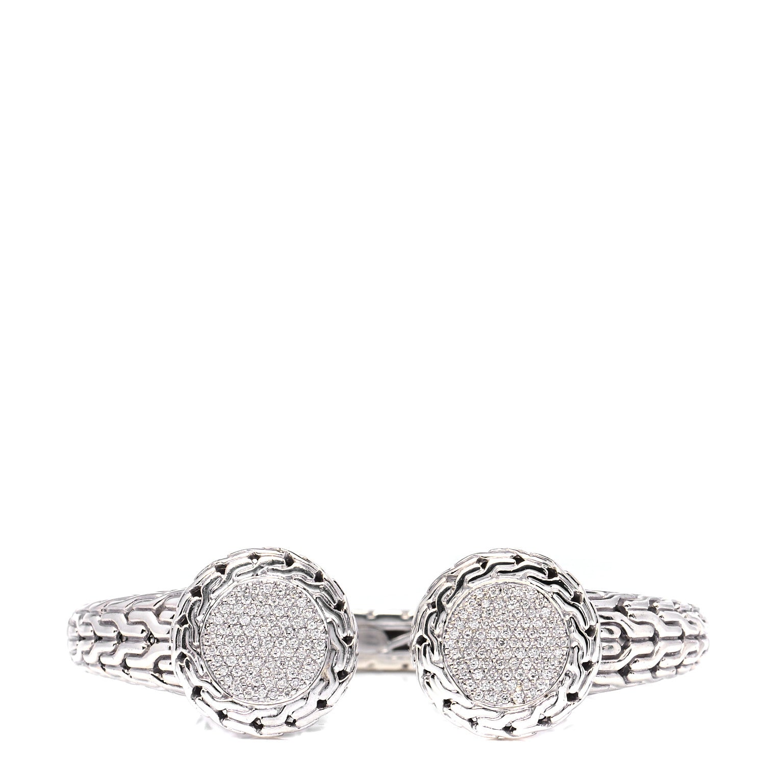 John Hardy Sterling Silver Diamond Classic Chain Kick Cuff Bracelet 1 of 6