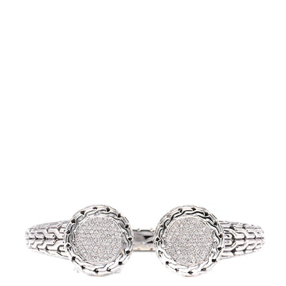 John Hardy Sterling Silver Diamond Classic Chain Kick Cuff Bracelet 1 of 6