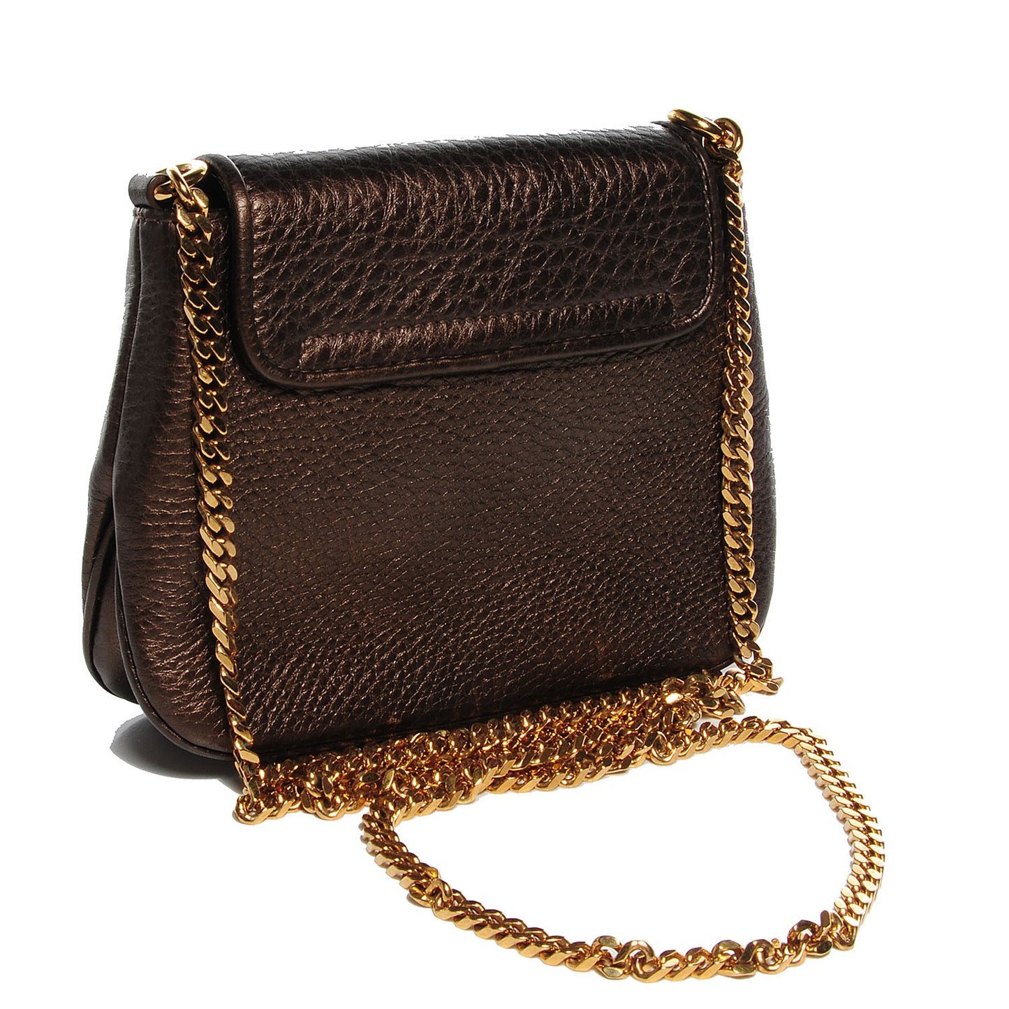 Metallic Pebbled Calfskin Small 1973 Chain Shoulder Bag Winter Leaf