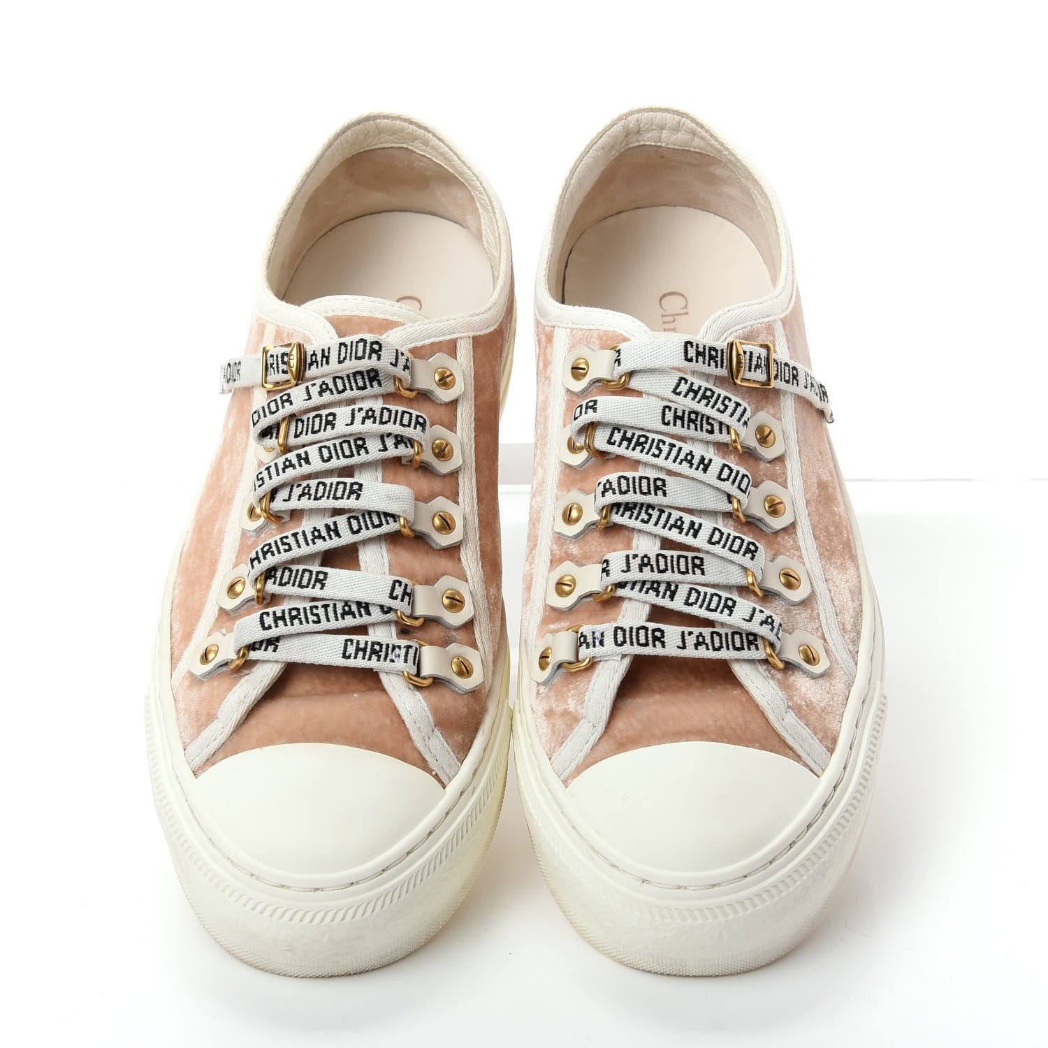 Christian Dior Velvet Walk'N'Dior Low Top Sneakers 37 Nude 5 of 11
