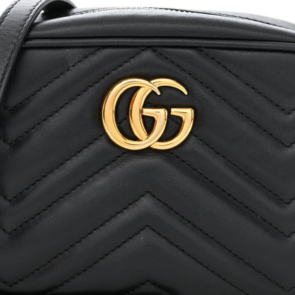 Gucci Calfskin Matelasse Mini GG Marmont Chain Shoulder Bag Black 8 of 13