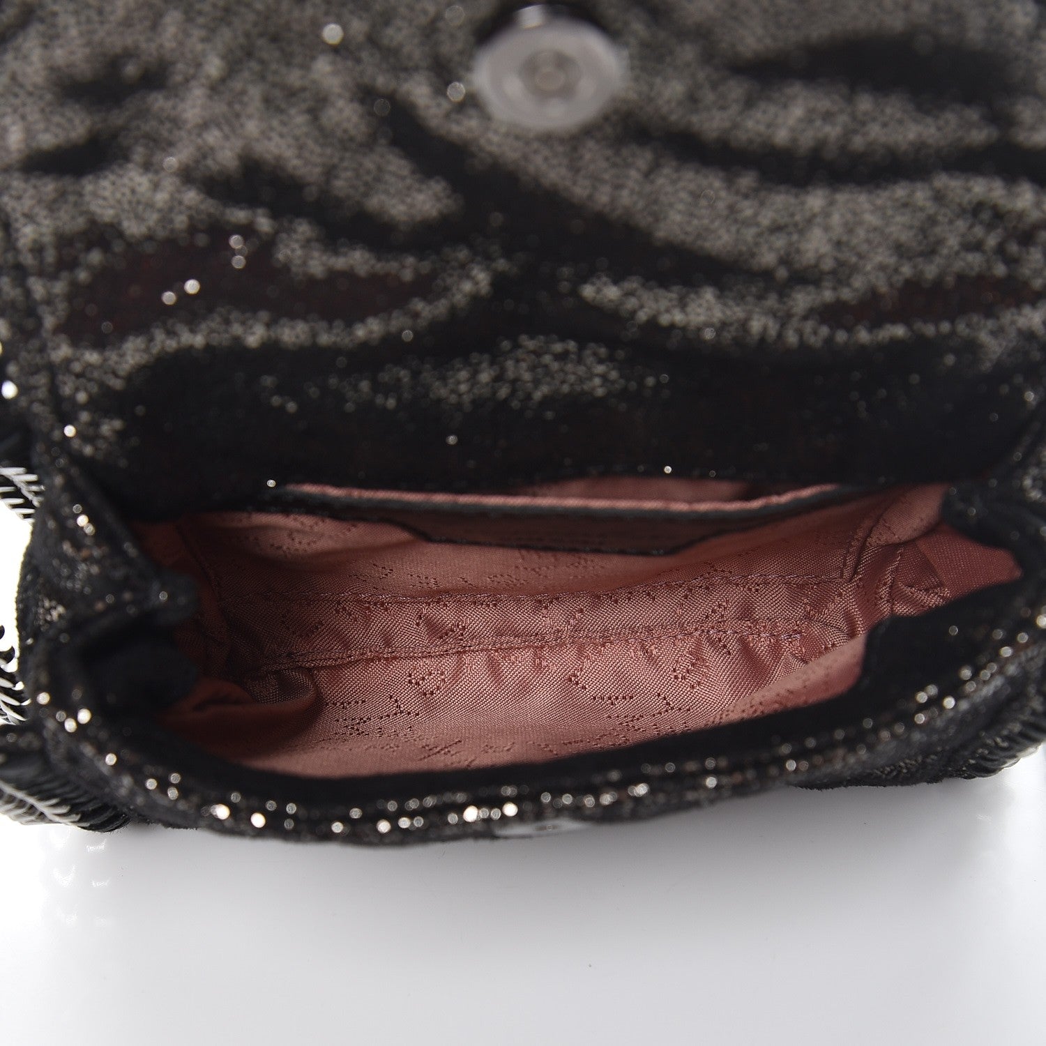 Stella McCartney Metallic Shaggy Deer Quilted Tiny Fold Over Falabella Black 5 of 7