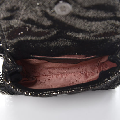 Stella McCartney Metallic Shaggy Deer Quilted Tiny Fold Over Falabella Black 5 of 7