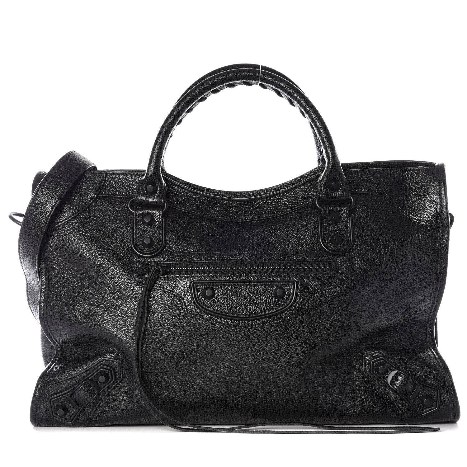 Balenciaga Shiny Grained Goatskin Black Metallic Edge City Black 1 of 9