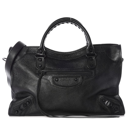 Balenciaga Shiny Grained Goatskin Black Metallic Edge City Black 1 of 9