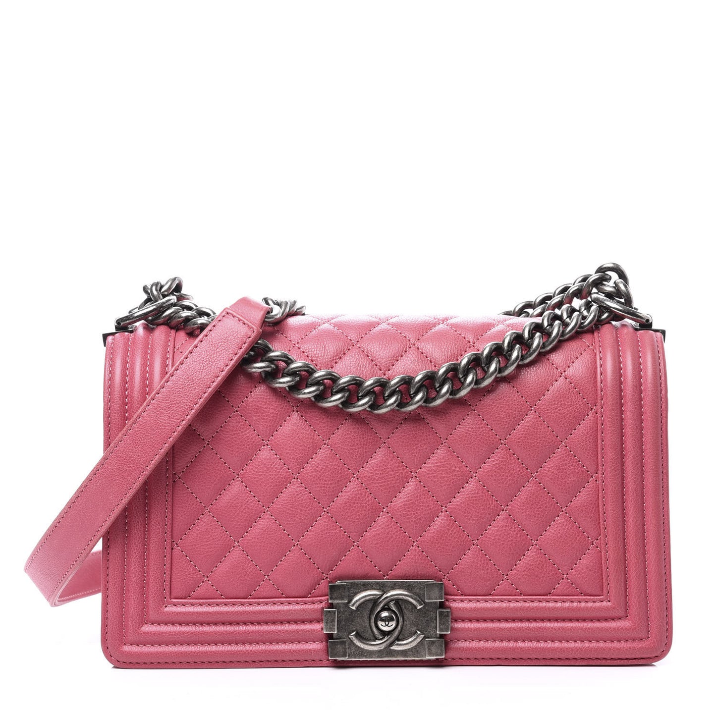 Calfskin Quilted Medium Boy Flap Pink