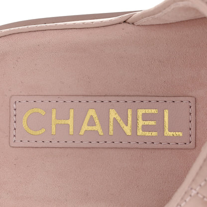 Chanel Shiny Calfskin Quilted Velcro Dad Crystal CC Slide Sandals 37 Light Pink 7 of 11