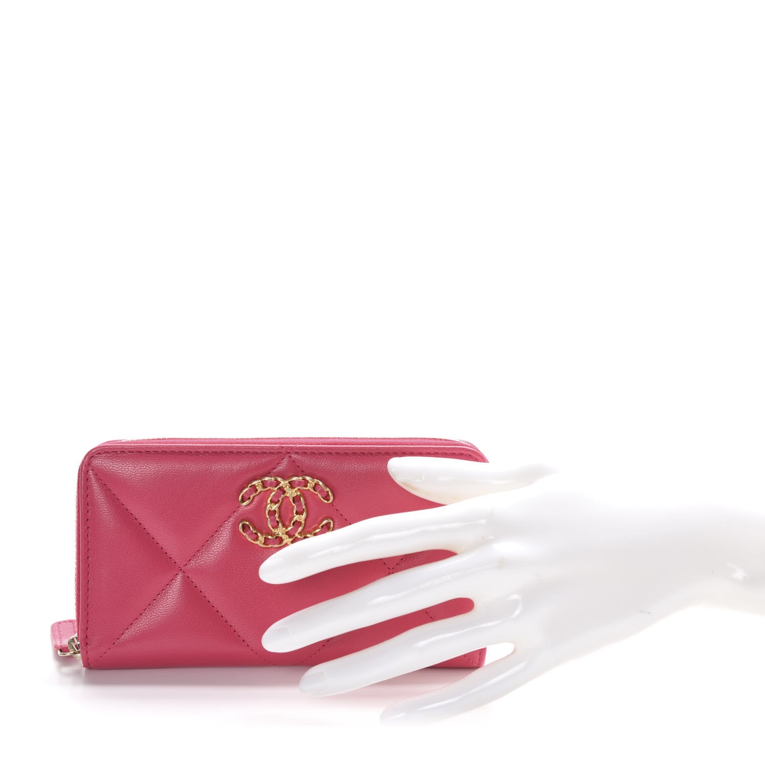 Chanel Shiny Goatskin Quilted 19 Zipped Wallet Pink 2 of 11