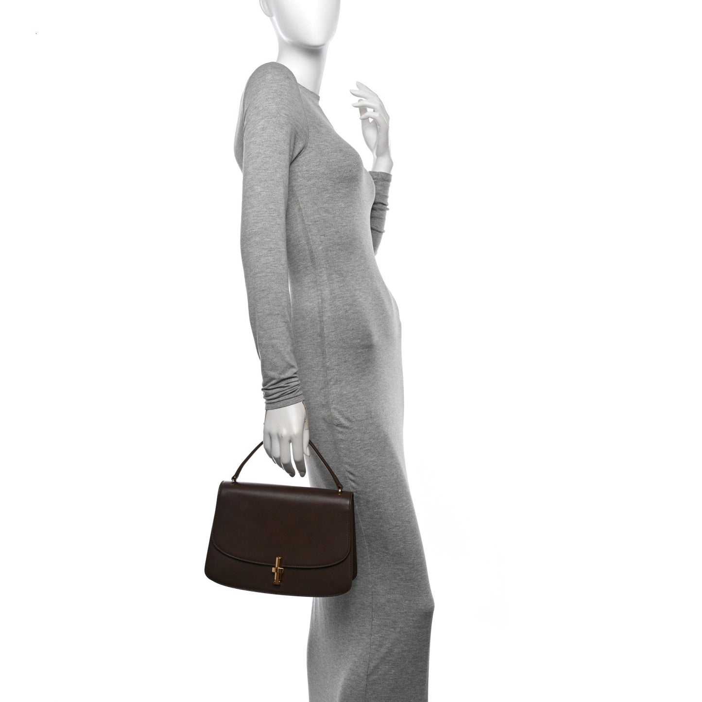 Sleek Calfskin The Sofia 10 Top Handle  Stone