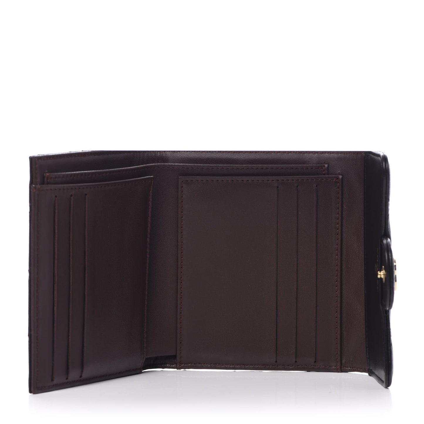 Lambskin Quilted Compact Flap Wallet Black